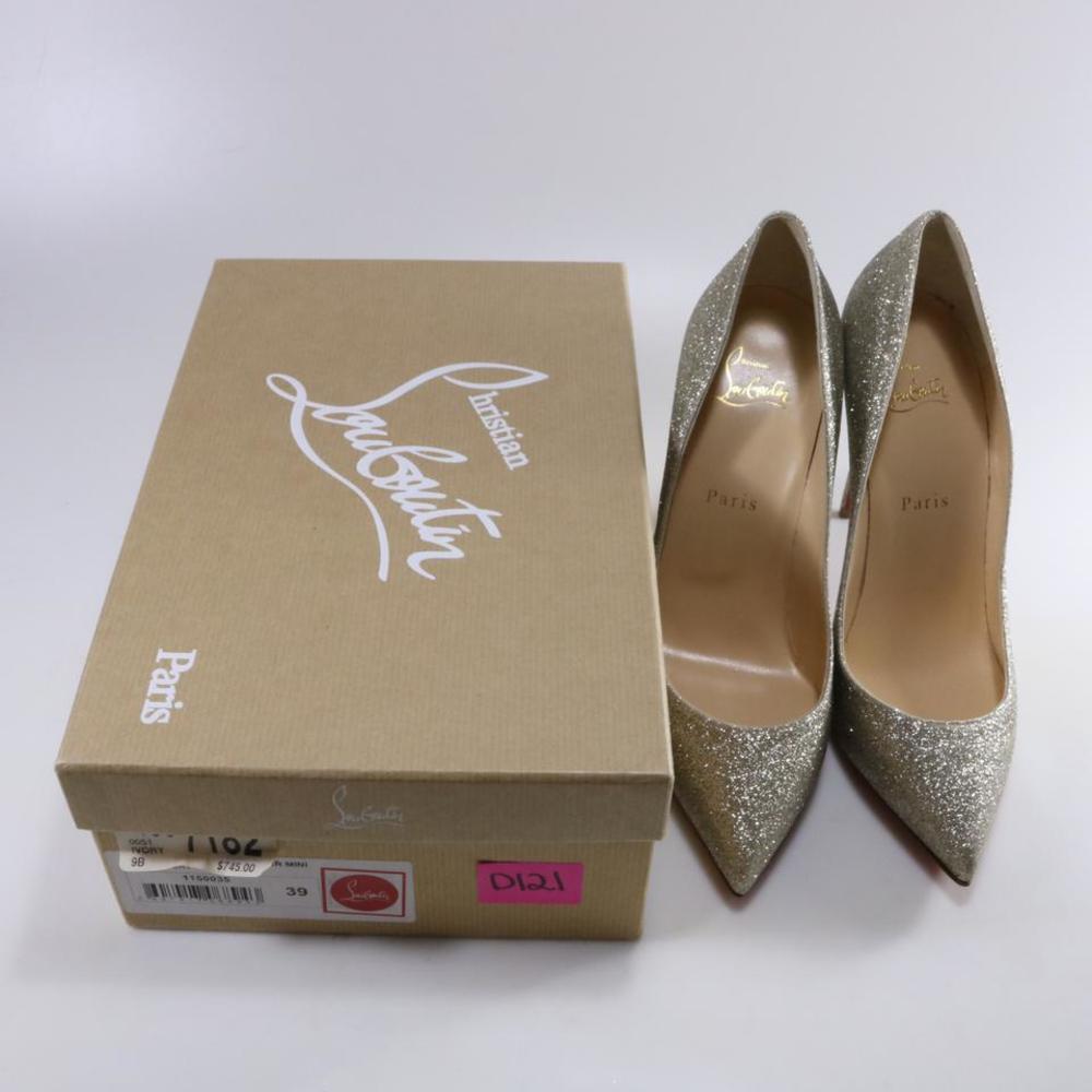 Pigalle Follies 100mm Ivory Champagne Gold Glitter Evening Pumps d121 - Picture 2 of 12